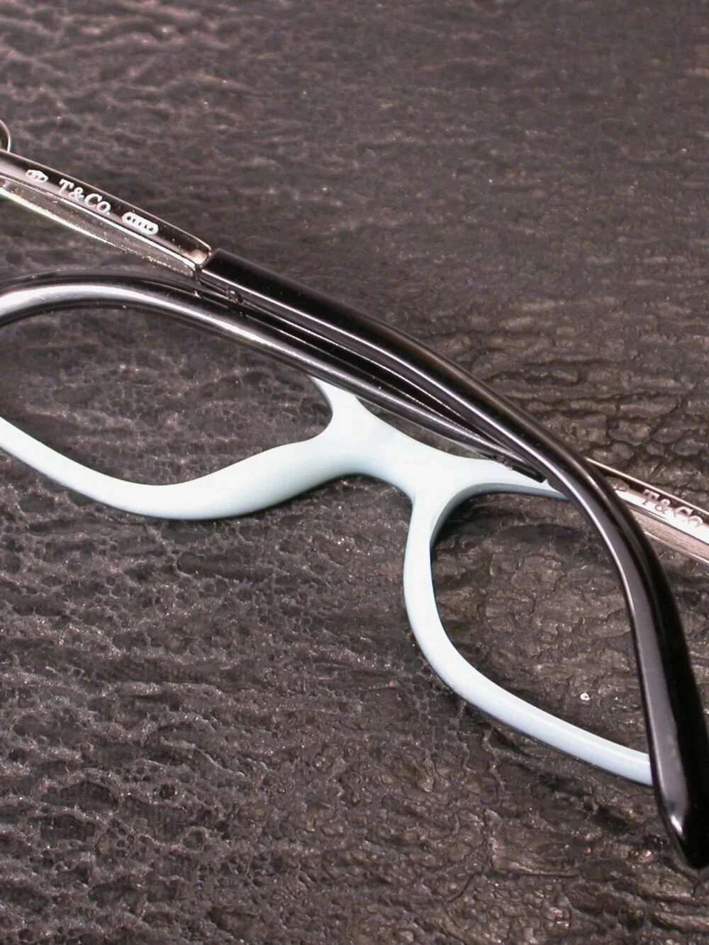 Authentic Tiffany Black Blue and Chrome Ring Eyeglasses Frames Made in Italy